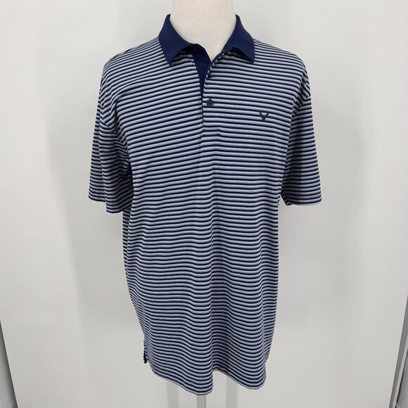 Callaway Men's Opti-Dri Golf Polo Shirt XL Extra Large Blue & White Striped - Picture 2 of 7